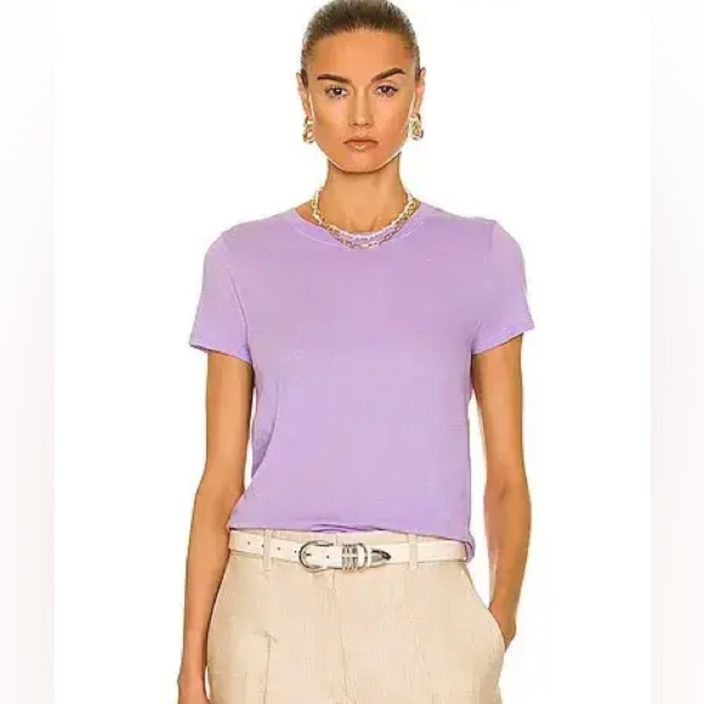 Enza Costa v neck; size Small; lavender ash